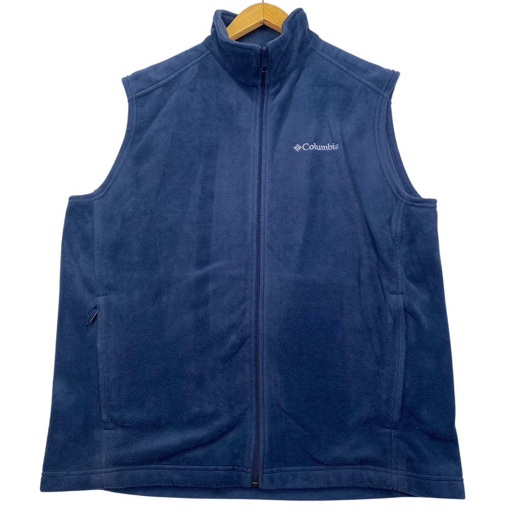 Columbia Men's Large Steens Mountain Fleece Vest Full Zip Navy Blue AM1535